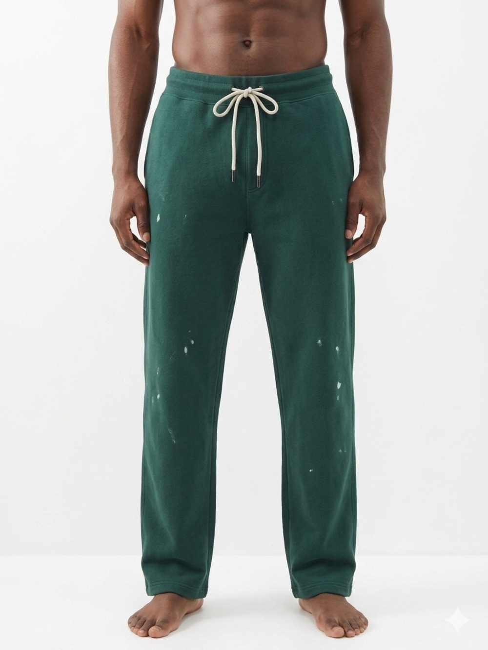 Express Men's Forest Green Sweatpants with Cream Drawstring